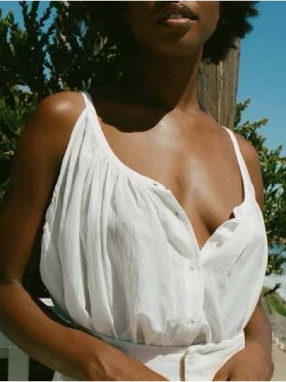Doen Nalina Cami Top in Salt White Sleeveless Button-Front NWat sz XS